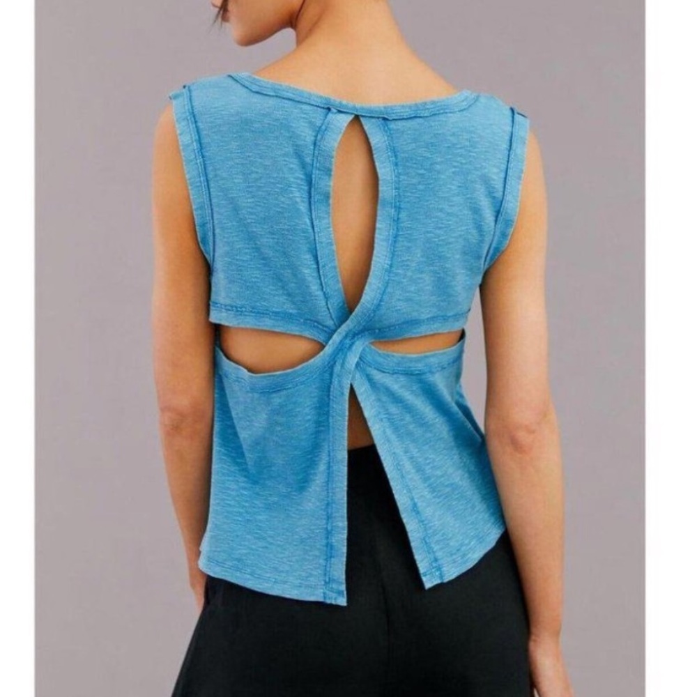 Anthropologie Pilcro Twist-Back Infinity Tank Tunic Top Blue Solid Large
